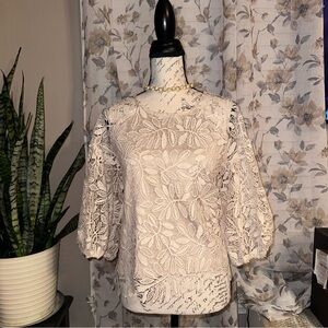 NSR Lace Floral Blouse - Cream